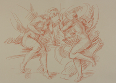 Melissa & Bradamante; chalk on paper, 50 x 70 cm, 2018