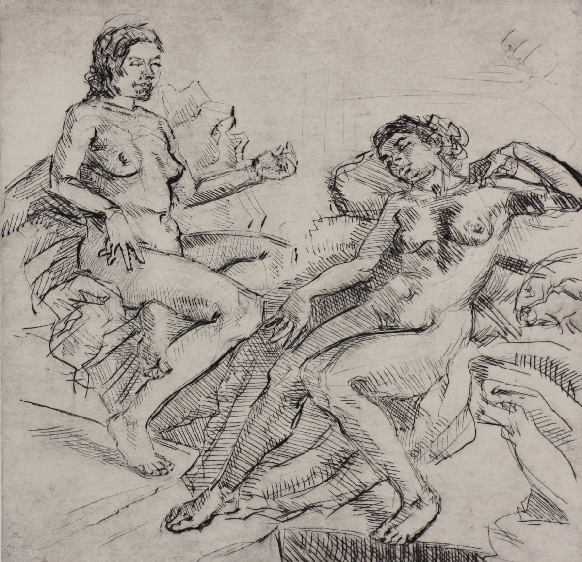 Electra and the Wondrous Head; drypoint, 25 x 25 cm, 2015